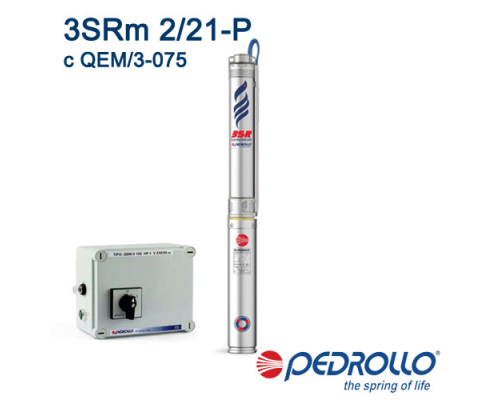 Глубинный насос для скважин Pedrollo 3SRm2/21-P с QEM/3-075 Глубинный насос для скважин Pedrollo 3SRm2/21-P с QEM/3-075